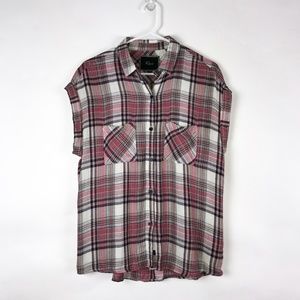 Rails Britt Rose Navy Ivory Plaid Shirt Medium